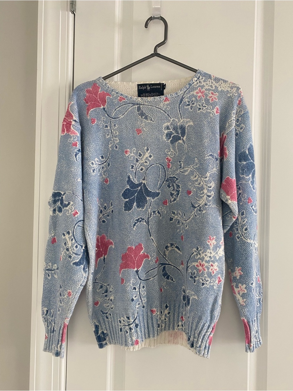 Ralph Lauren Vintage 1985 Ladies Floral Crewneck Sweater SZ S Cottage-core pic 7